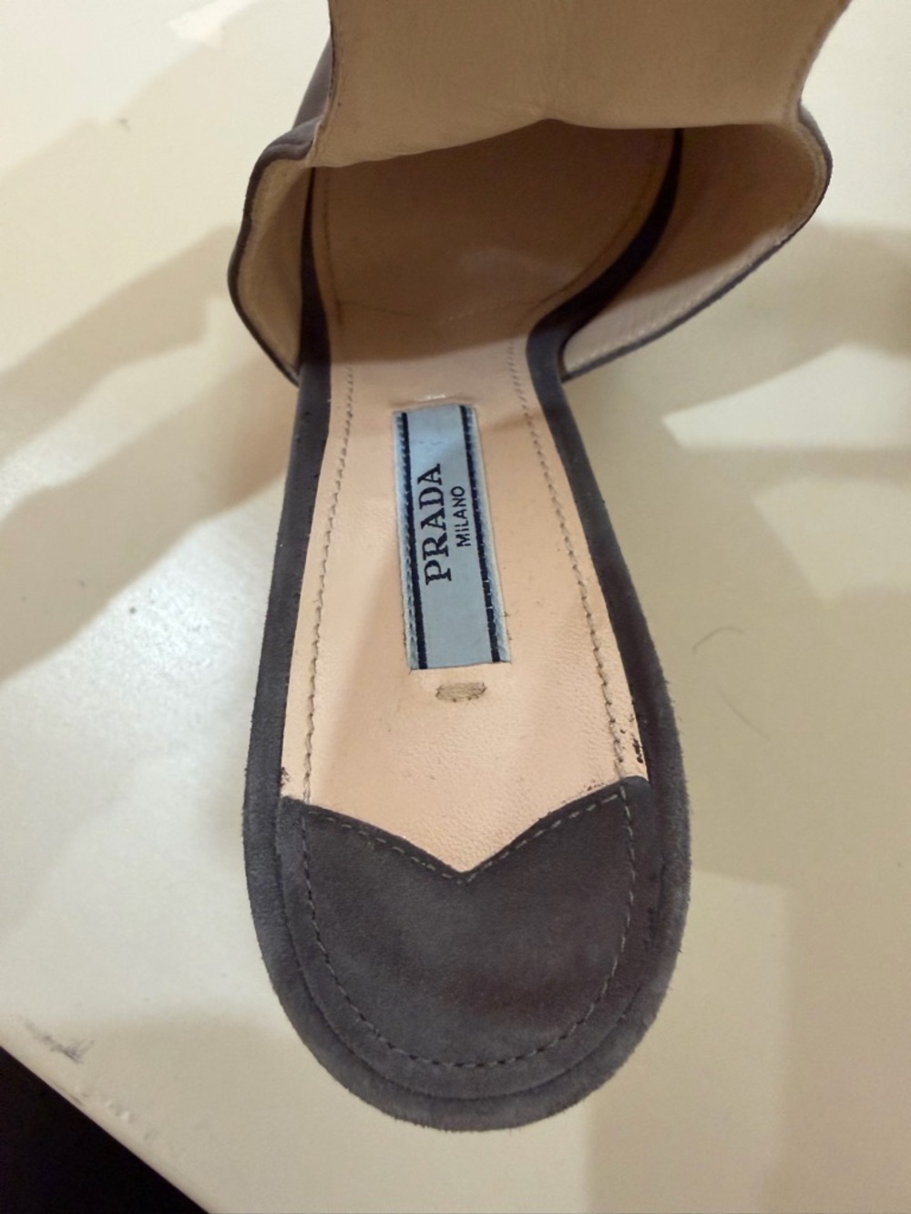 Prada Charcoal Suede Platform Sandal with Buckle Ankle Strap - Picture 9 of 10
